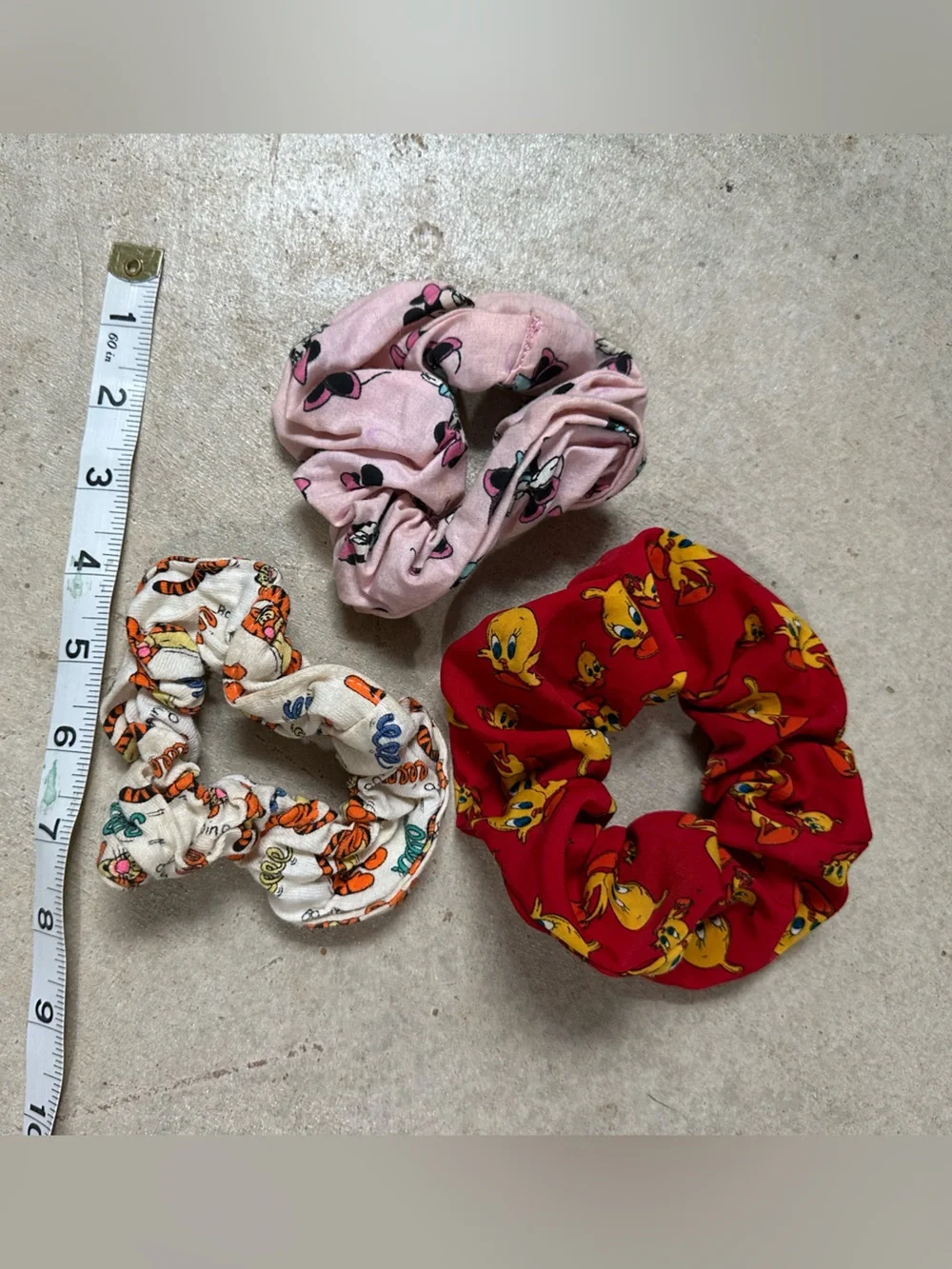 Vintage Disney Character Hair Scrunchie Bundle Tweety Bird Tigger Minnie Mouse